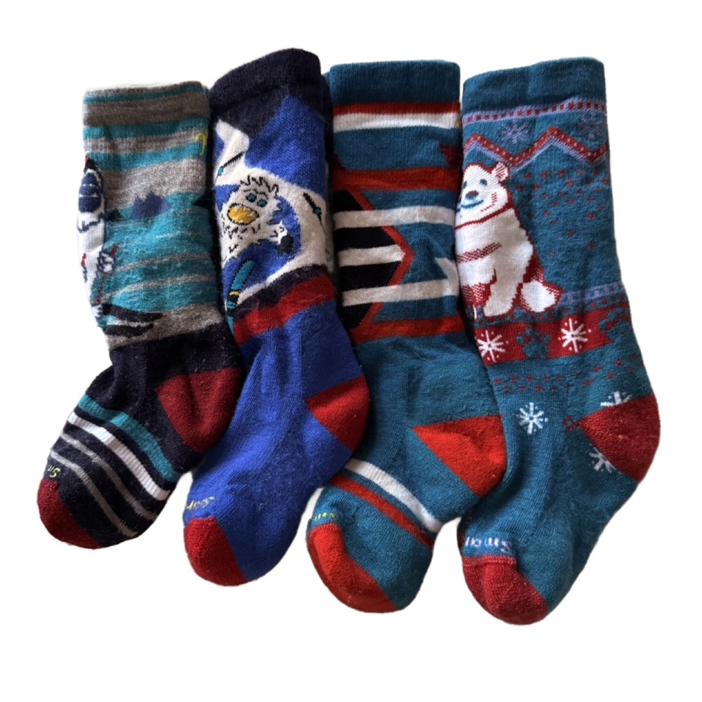 Colorful Winter Themed Smart Wool Ski Socks Set